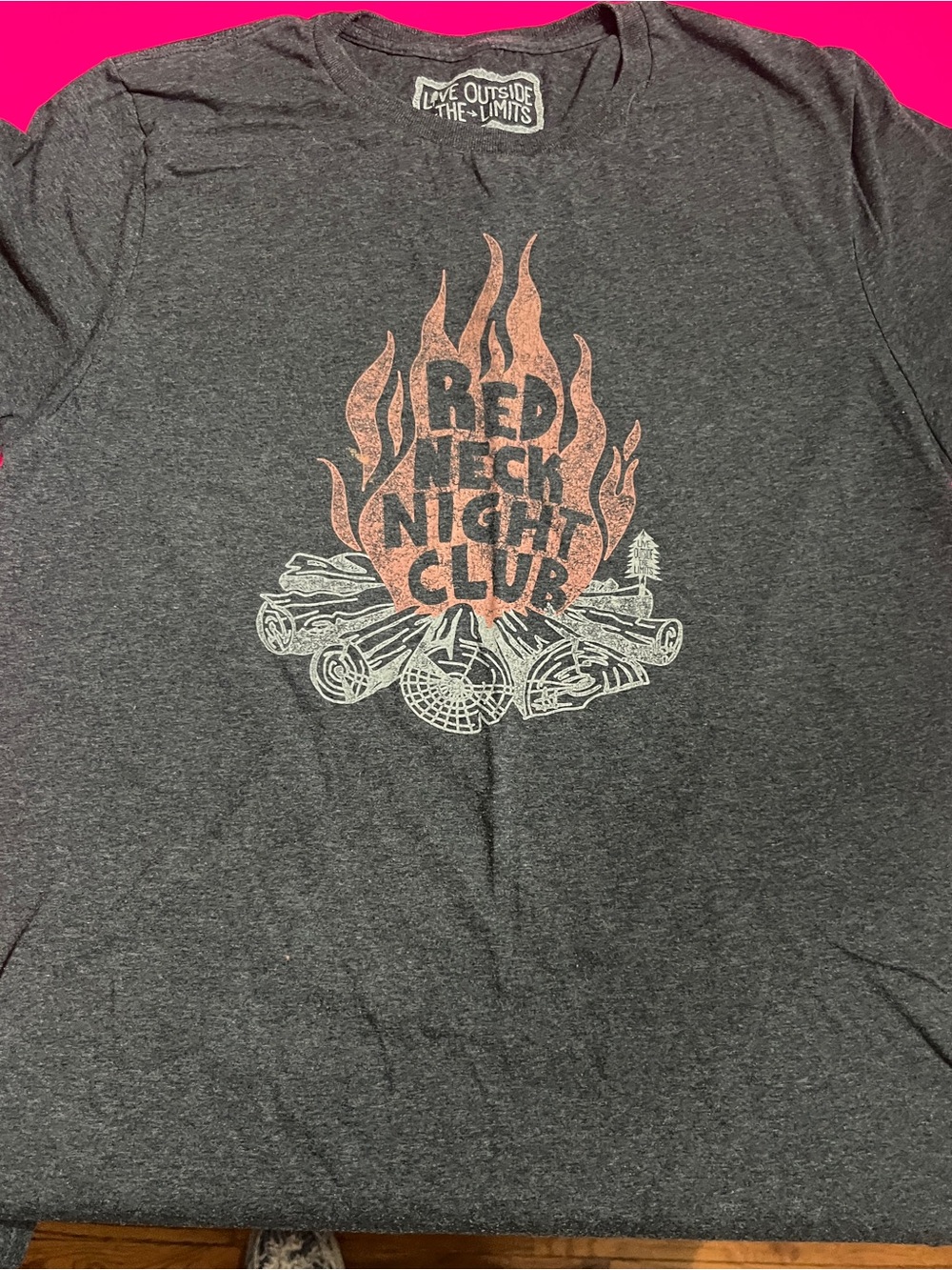 Live Outside The Limits Gray Graphic Short Sleeve Tee - Red Flame Print